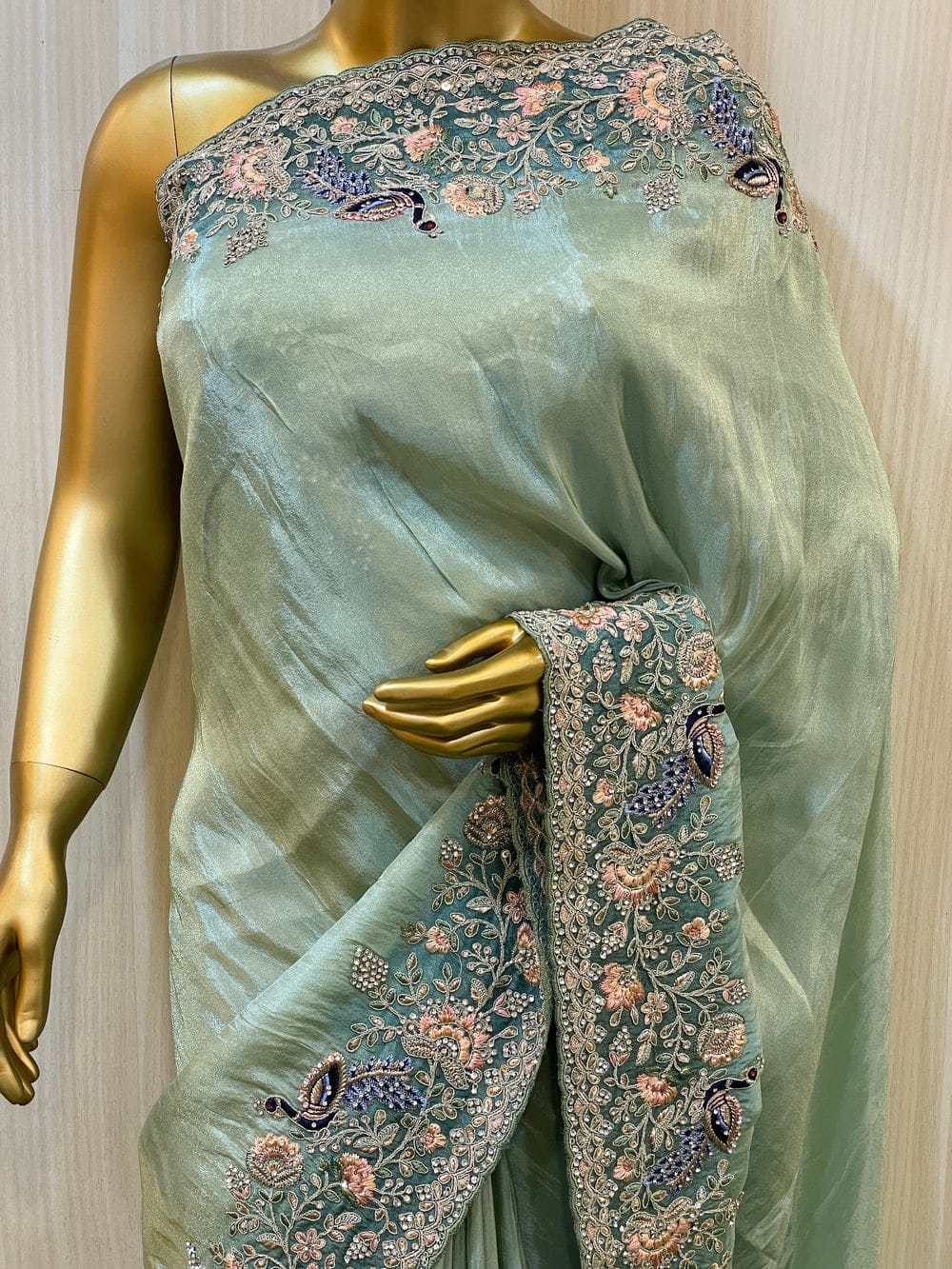 FASHIONKIYA BLUE Silk Saree EMBRODRD WORK