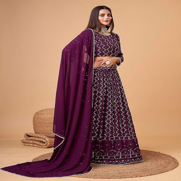 Fashionkiya women embrodred work georgeet lengha choli for women