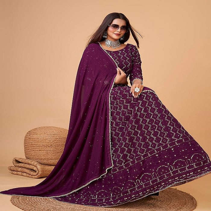 Fashionkiya women embrodred work georgeet lengha choli for women