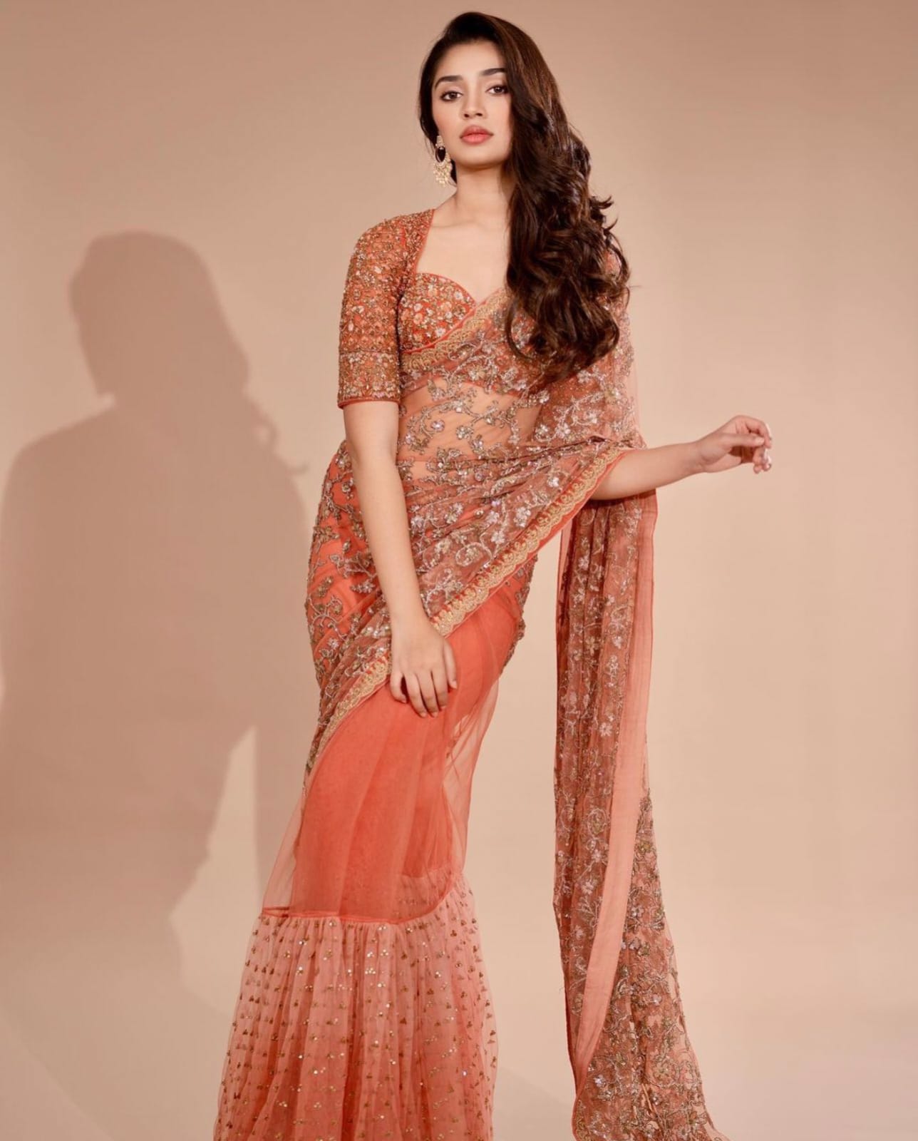 fashionkiya Floral Embroidered Net Saree