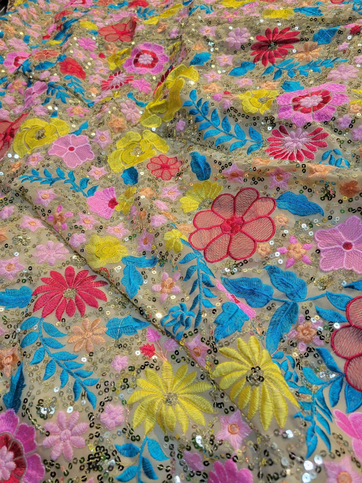 Wedding Wear Heavy Multi Color Georgette Thread Work Lehenga Choli