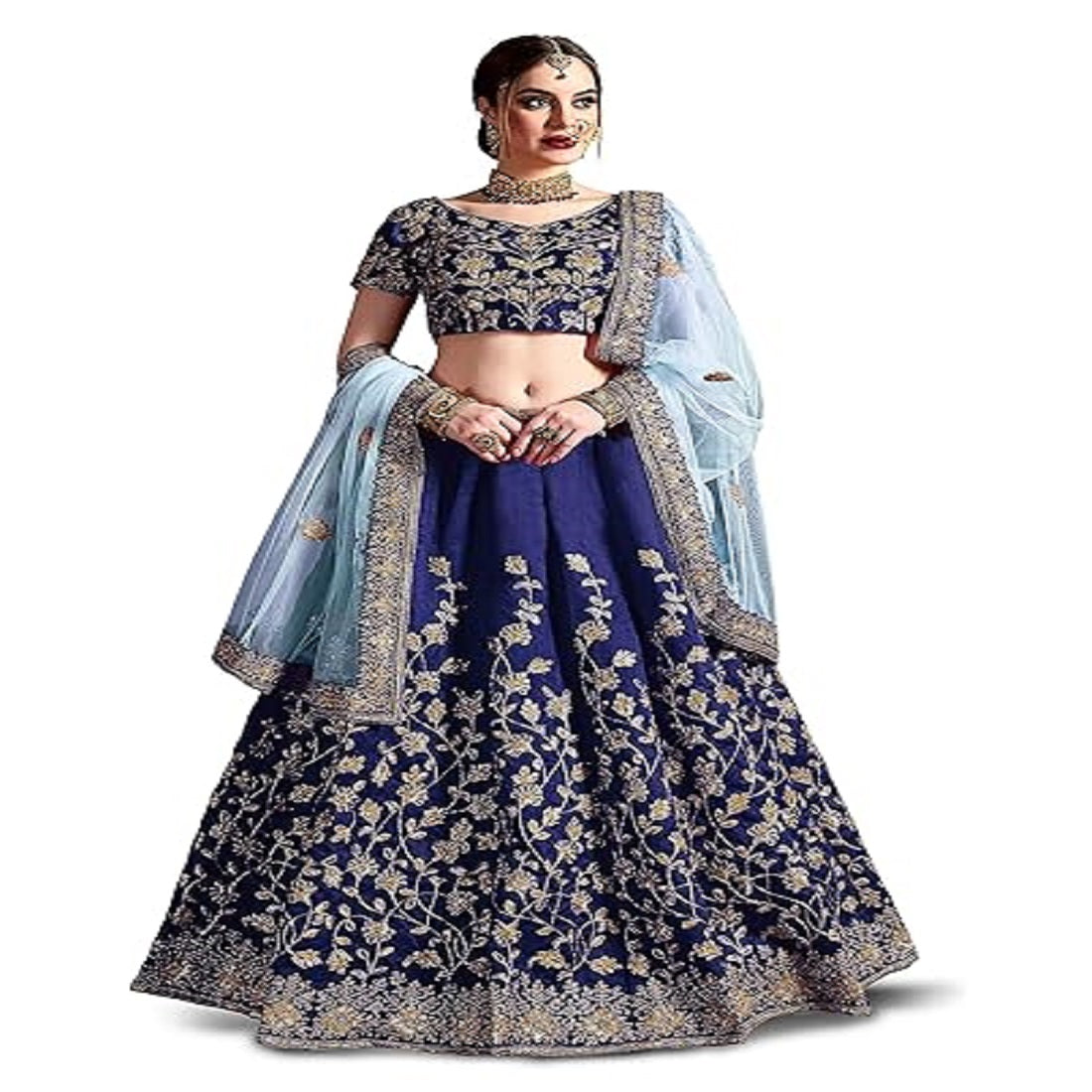 omen's Raw Silk Semi-Stitched Lehenga Choli for Women (Wedding-Bridal-Lehenga