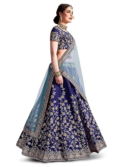 omen's Raw Silk Semi-Stitched Lehenga Choli for Women (Wedding-Bridal-Lehenga