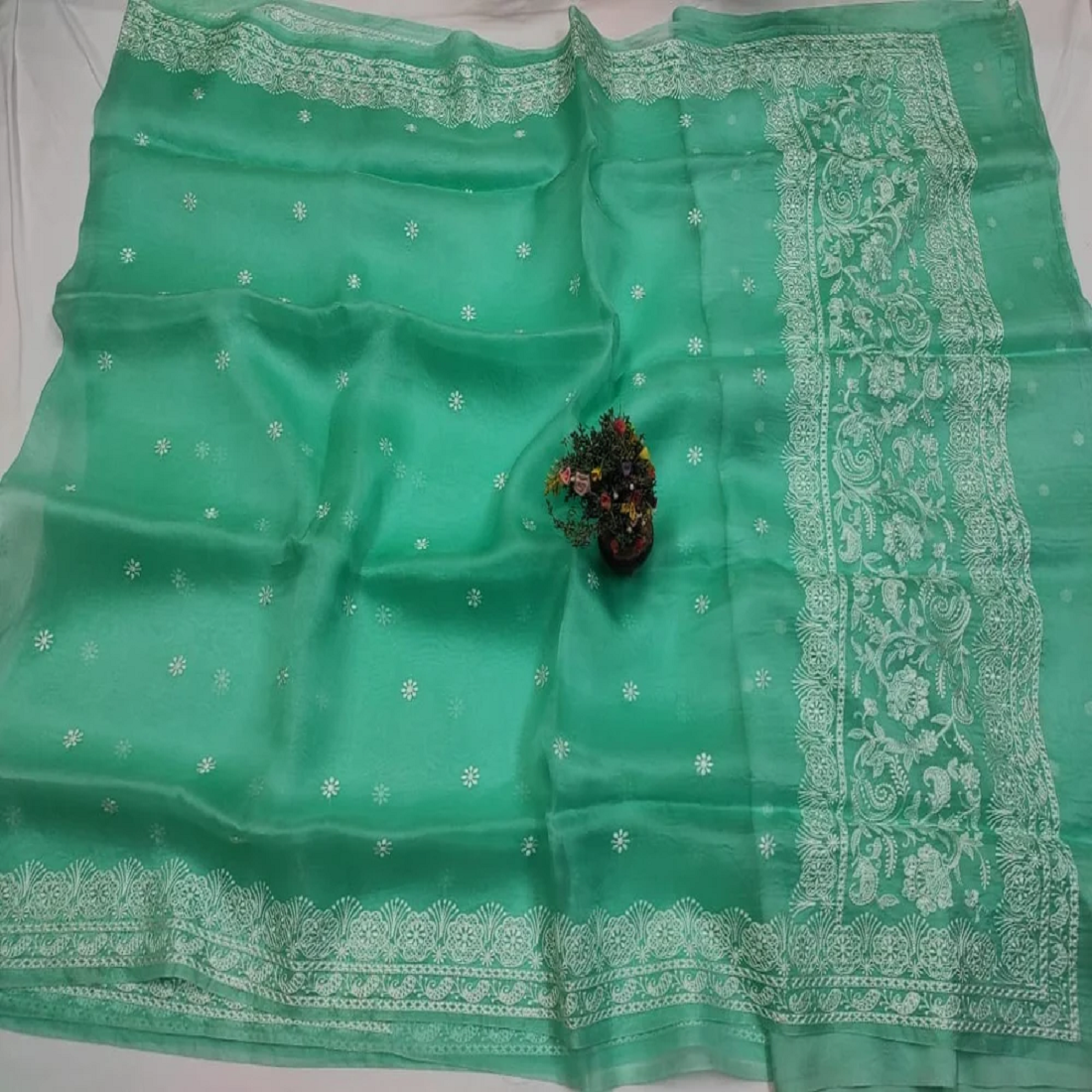 Embroidary work over pure organza silk | Party wear saree| wedding wear saree