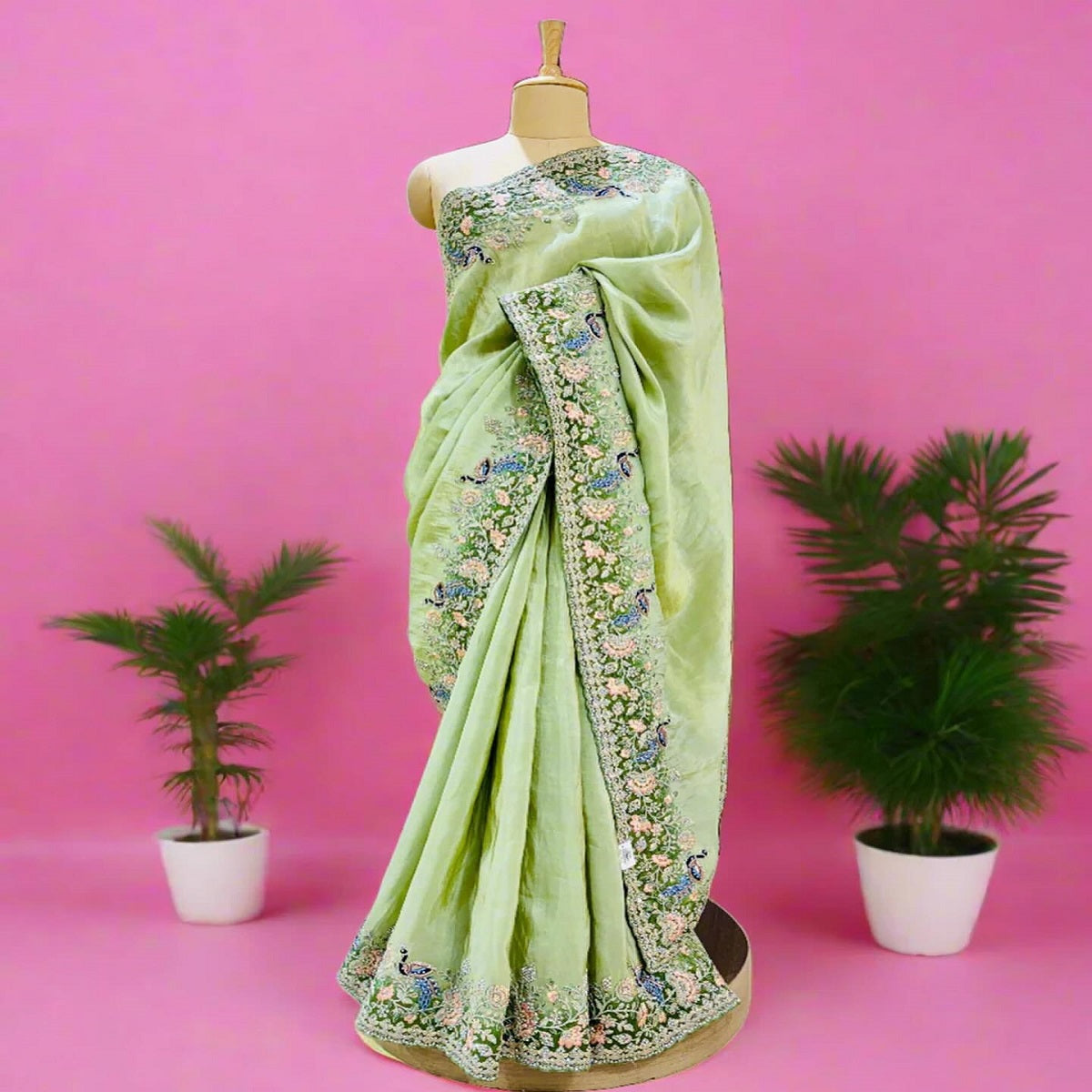FASHIONKIYA GREEN Silk Saree EMBRODRD WORK