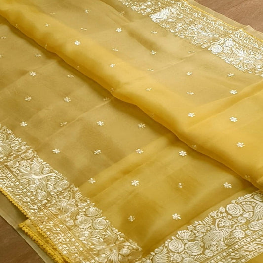 Embroidary work over pure organza silk | Party wear saree| wedding wear saree