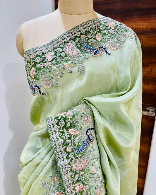 FASHIONKIYA GREEN Silk Saree EMBRODRD WORK