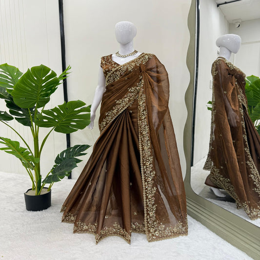Fashionkiya Looking some one for this same colour beautiful Designer Saree on Barbari Silk Febric with Thred & Sequnce work and blouse on also Barbari Silk Febric with Thrrd & Sequnce work.