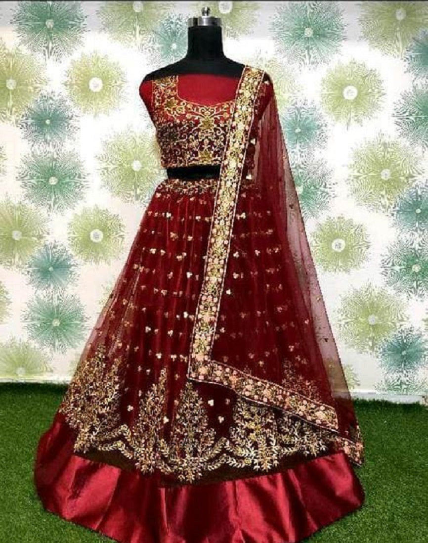 Fahionkiya  red  fancy embrodred work lengha choli