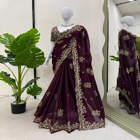 Fashionkiya Looking some one for this same colour beautiful Designer Saree on Rangoli Silk Febric with Coding with Sequnce work and blouse on also Rangoli Silk Febric with Coding with Sequnce work.