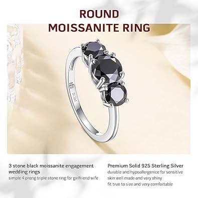 FASHIONKIYA 25 Sterling Silver Moissanite Rings for Women Created Diamond Wedding Rings 1ct D Color VVS1 Moissanite Engagement Ring Size 5 to 10