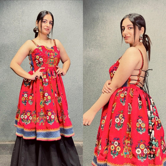 fashionkiya NEW SUPERHIT TRENDING COTTON FABRIC WITH FULL EMBROIDERY WORK, FULLY STITCHED LEHENGA & KEDIYA🥻