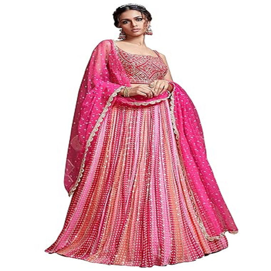 Women's Silk Embroidered Semi-Stitched Lehenga Choli for Women with Dupatta