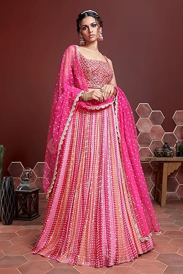 Women's Silk Embroidered Semi-Stitched Lehenga Choli for Women with Dupatta