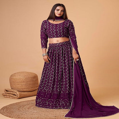 Women Embroidered Flared Lehenga Choli Set