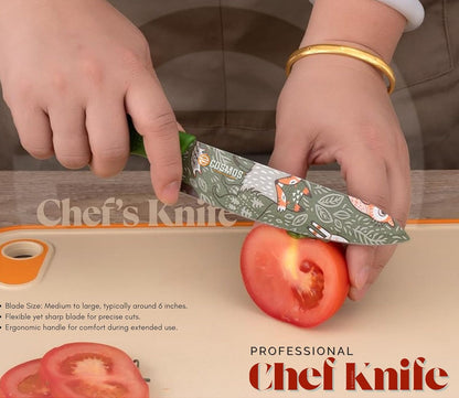 fashionkiya rofessional 3-Piece Kitchen Knife Set - High Carbon Stainless Steel Chef, Utility & Santoku Knives with Ergonomic Blue Handles (3PC) (Green)