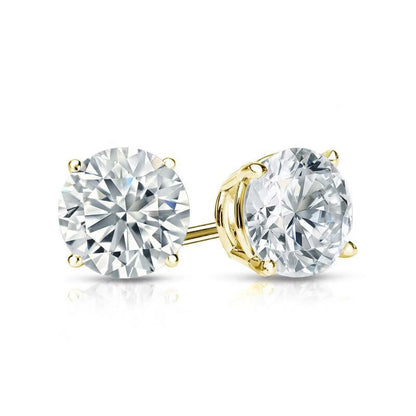 4 Prong 2 Carat Round Shaped Moissanite Solitaire Stud Earrings In 18K White Gold Plating Over Silver