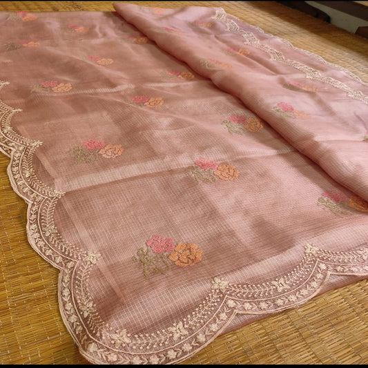 Beautuful shadas of kota tussar silk embrodred work sari