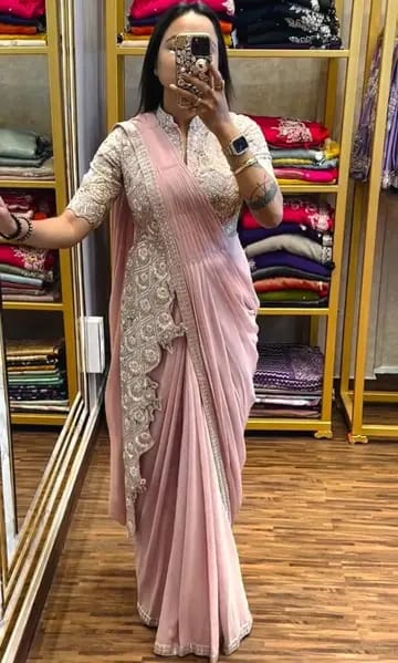 fashionkiya new embrodred work new blouse style saree