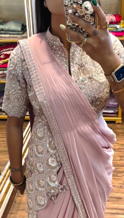 fashionkiya new embrodred work new blouse style saree
