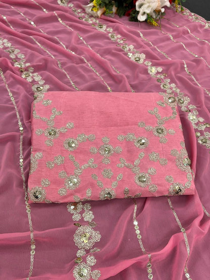Fashionkiy new fency embrodred siqwamce and therd work saree