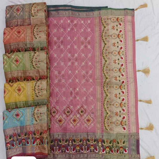 Fashionkiya   cotton  khicha fabrik thered work and hand work sari