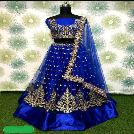 Fahionkiya blue red pink fancy embrodred work lengha choli