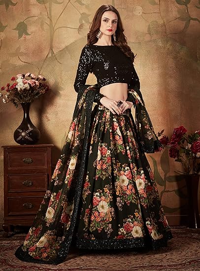 Women's Organza Semi stitched Lehenga Choli