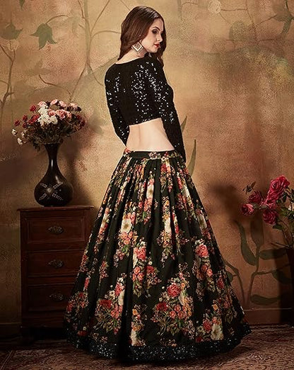 Women's Organza Semi stitched Lehenga Choli