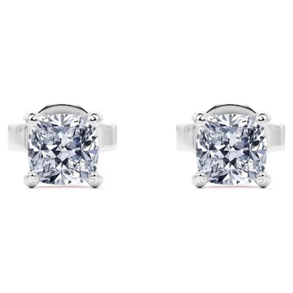 4 Prong 2 Carat Round Shaped Moissanite Solitaire Stud Earrings In 18K White Gold Plating Over Silver