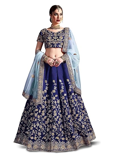 omen's Raw Silk Semi-Stitched Lehenga Choli for Women (Wedding-Bridal-Lehenga