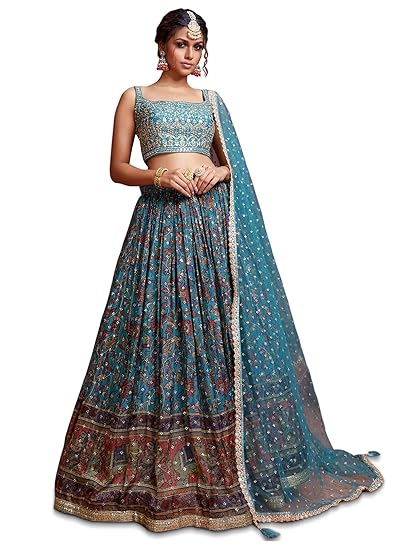 Women's Silk Embroidered Semi-Stitched Wedding Lehenga Choli with Dupatta