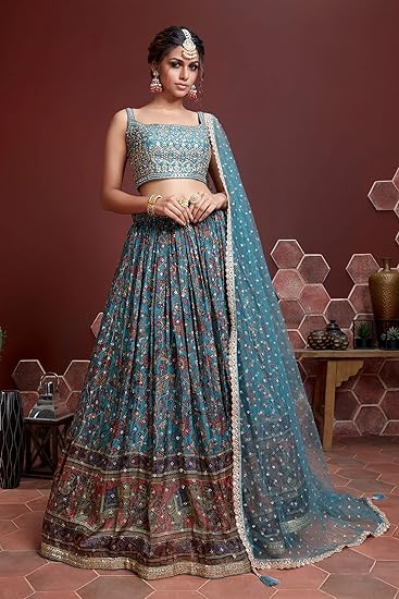 Women's Silk Embroidered Semi-Stitched Wedding Lehenga Choli with Dupatta