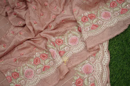 Beautiful pure organza saree with cutdana and sequence work all over.