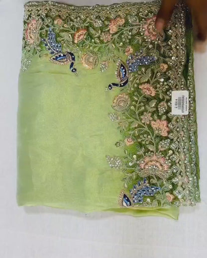 FASHIONKIYA GREEN Silk Saree EMBRODRD WORK