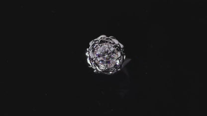 Moissanite Earrings for Women,Flower Earrings D Color VVS1 Moissanite S925 Sterling Silver Flower Stud Earrings for Women