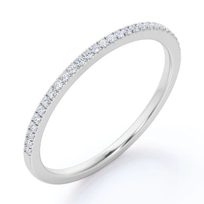 0.25 Carat Round Cut -April Birthstone- Classic Wedding Band - 18K White Gold Plating over Silver