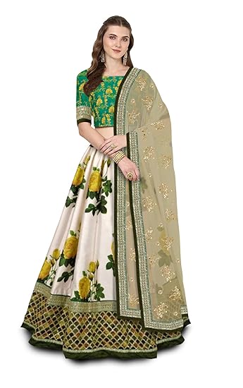 Fashionkiya Clothing Women's Silk Semi-stitched Lehenga Choli