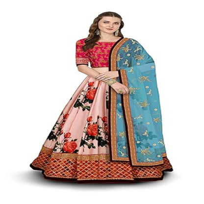 Women's Silk Semi-stitched Lehenga Choli