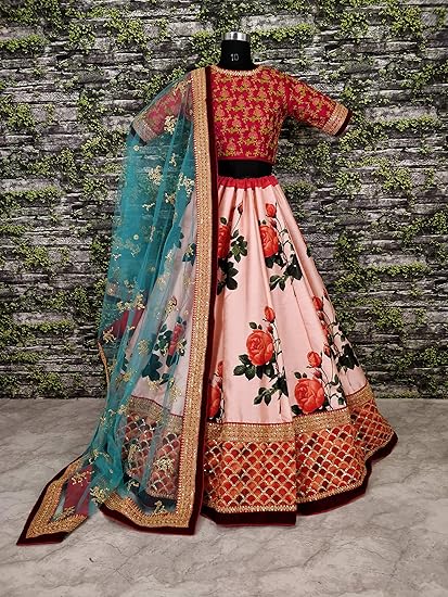 Women's Silk Semi-stitched Lehenga Choli