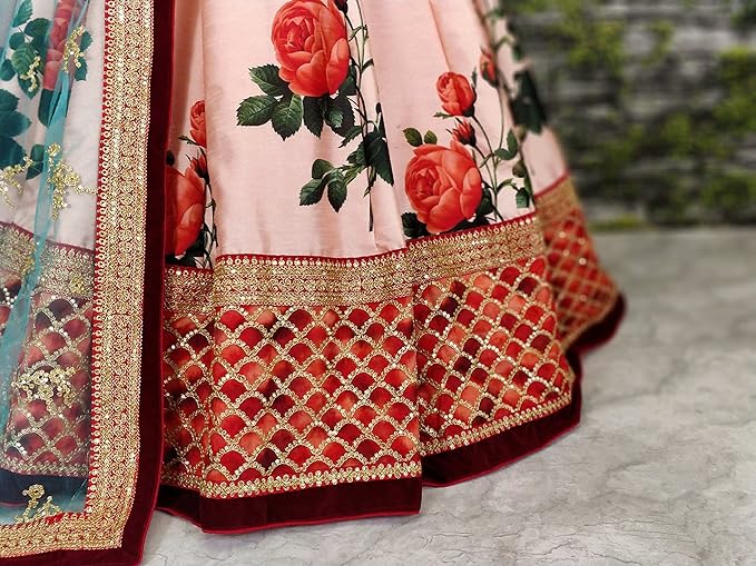 Women's Silk Semi-stitched Lehenga Choli